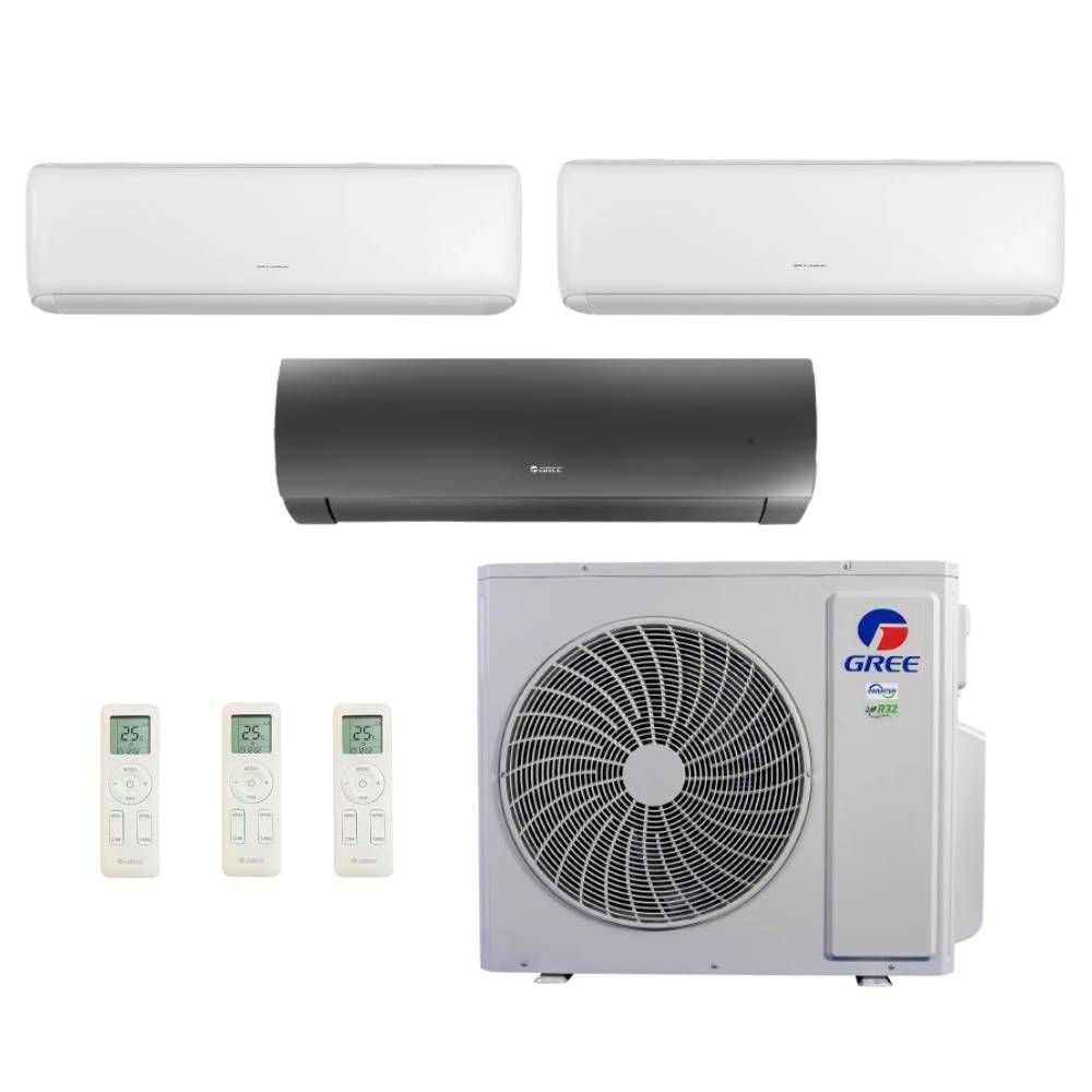 Ar Condicionado Multi Split Inverter 24000 BTUs Gree G-Max (2x9000+18000 BTUs) Quente/Frio 3GWHD(24)ND6BO - 220V