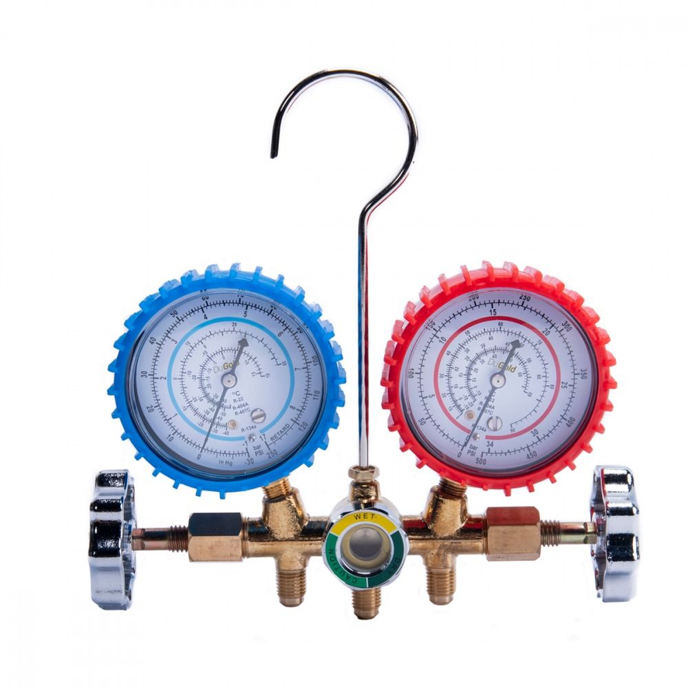 Kit Manifold com Visor e Jogo de Mangueiras 1/4 pol 90cm para R22