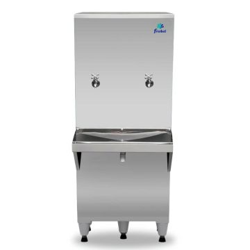 Bebedouro Industrial de Coluna Frisbel 50 Litros 1 Torneira Gelada e 1 Natural Inox - 110V