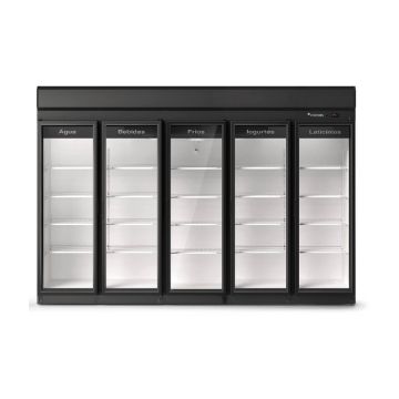 Expositor Refrigerado Vertical Fricon 5 Portas 2310 Litros ACFM2100 Preto - 220V