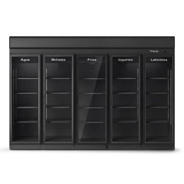 Expositor Refrigerado Vertical Fricon 5 Portas 2310 Litros ACFM2100 Total Black - 220V