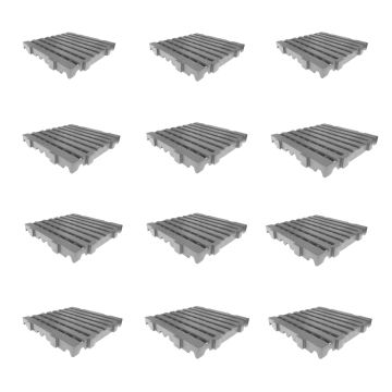 Kit 12 unidades Estrado para Câmara Frigorífica Reforçado Croplastic 50x25x2,5cm Cinza