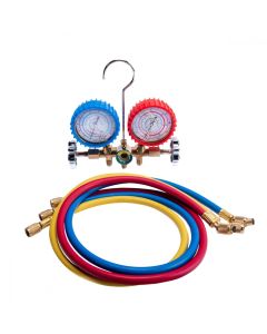 Kit Manifold com Visor e Jogo de Mangueiras 1/4 pol 90cm para R22/134/404/407 Hulter HT5536GF